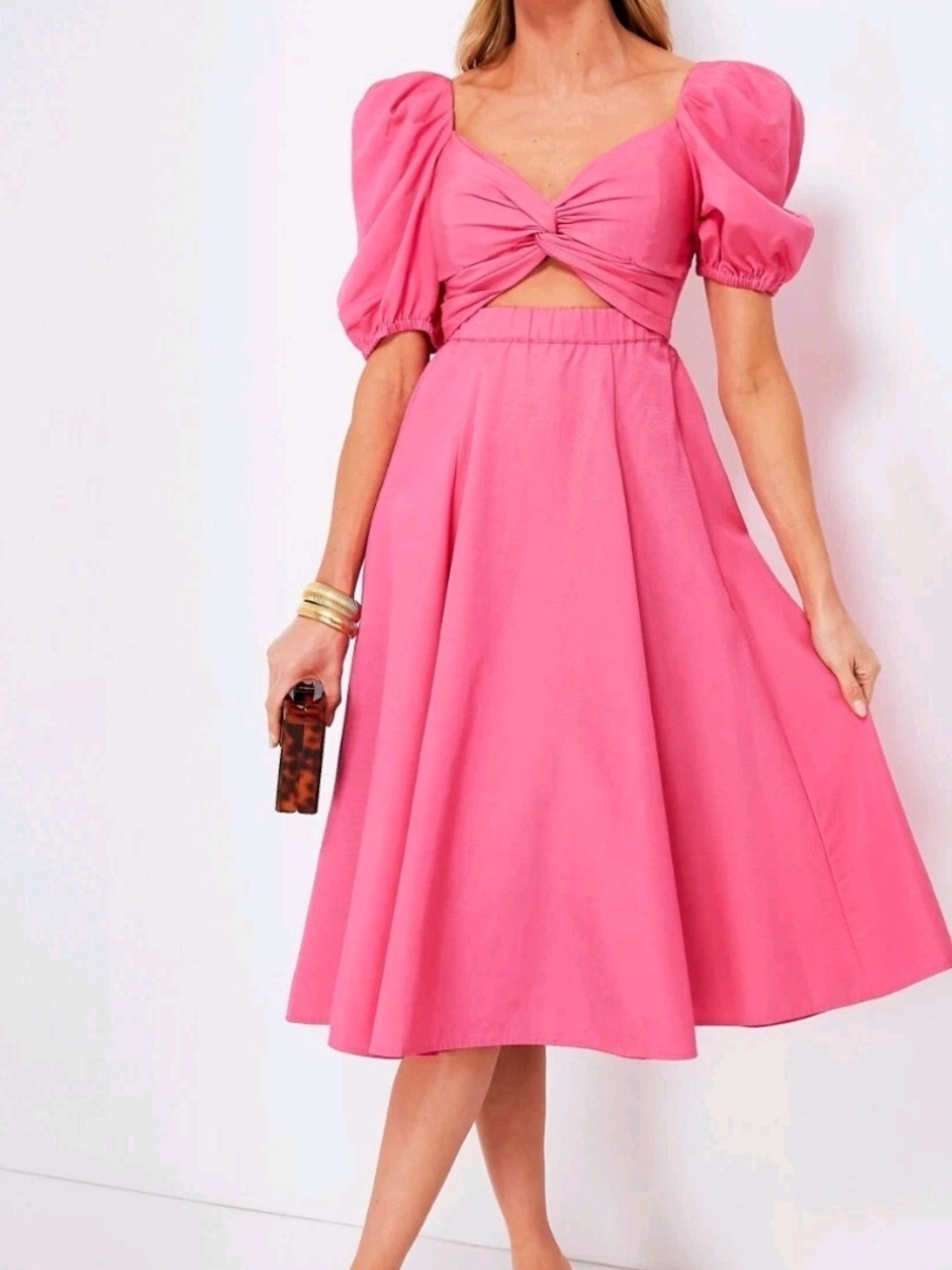 kate spade Twist Bodice Barbie Pink Midi Dress